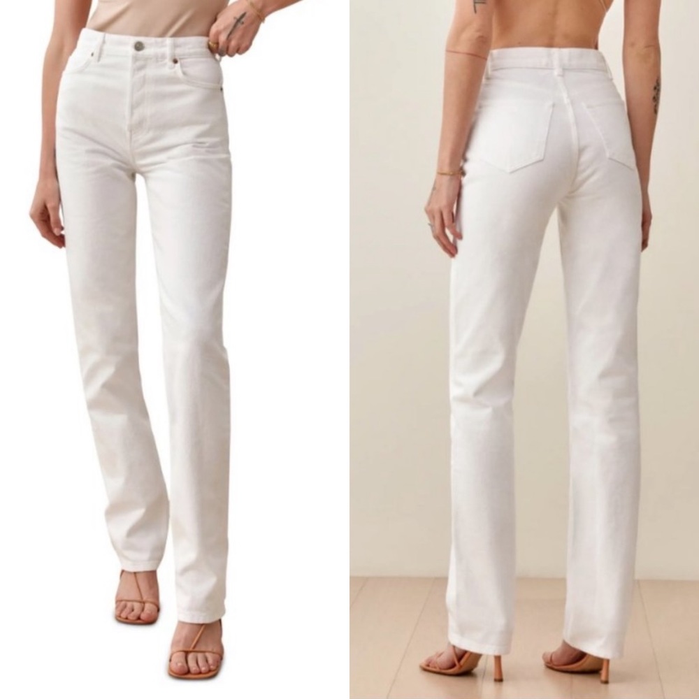 Reformation Cynthia High Relaxed Jeans White Wash Size 27